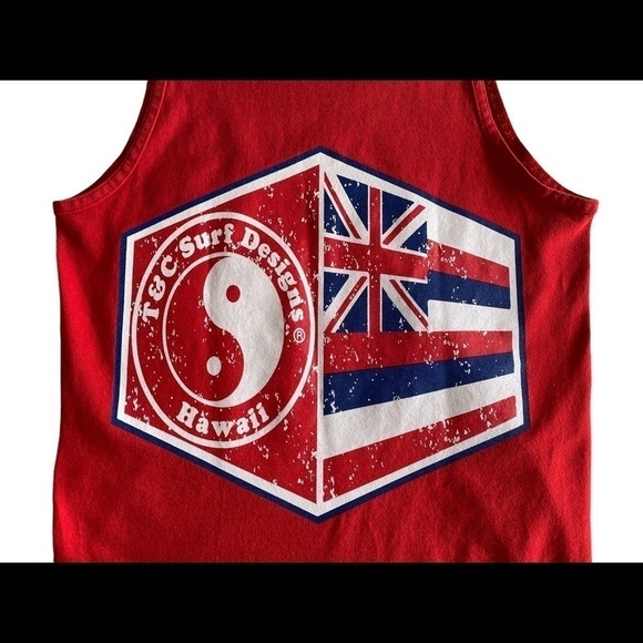 T&c Surf Hawaii Designs Hawaiian Flag Men S Small Tank Top - Picture 2 of 5